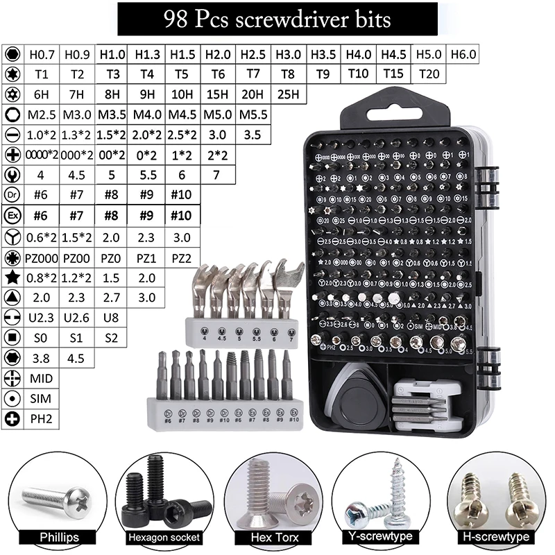 Precision Screwdriver Set 115/135/138 in 1 Professional Magnetic Electronic Screwdriver Set Repair Tool Kit with Case for Repair