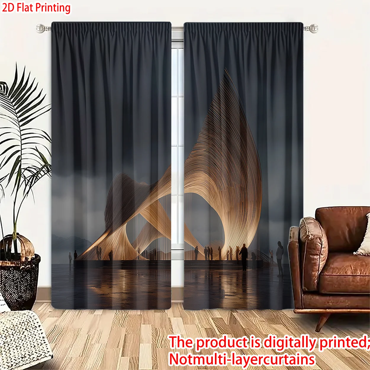 Modern Abstract Digital Print Curtains Drapes for Living Room Window Decor Blackout Panel Curtain Panels Stylish Home Accent