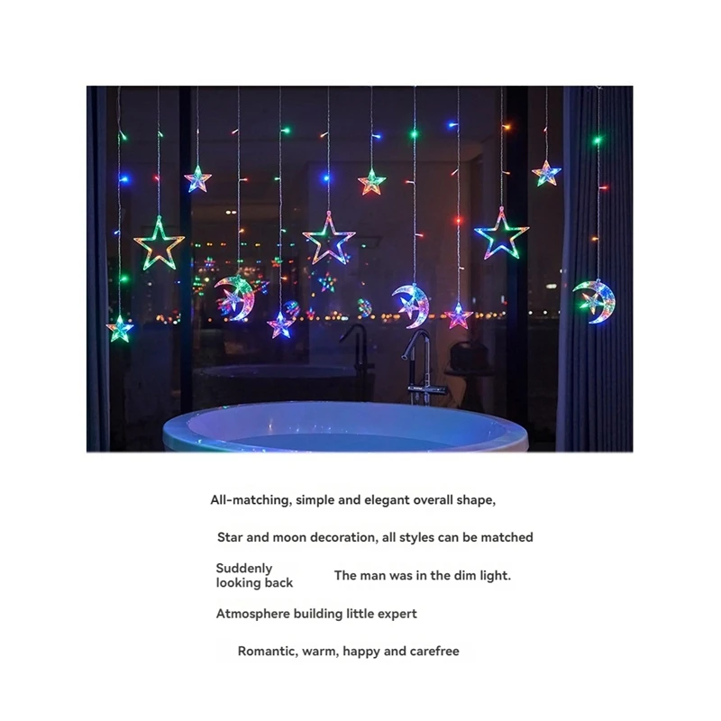 Christmas Moon Star Window Fairy String Lights USB&Battery Powered String Light For Indoor Window Kid&Bedroom