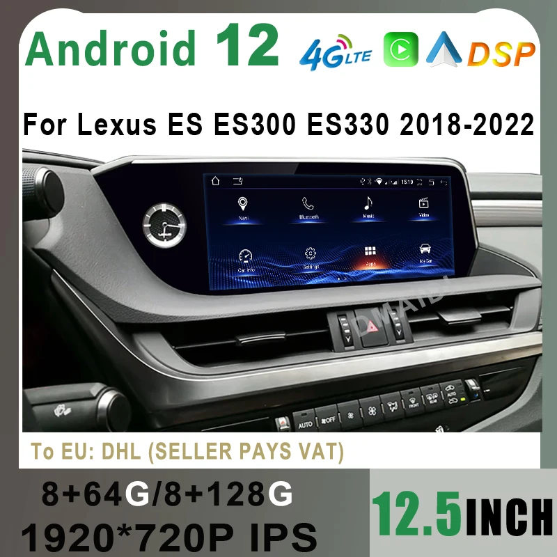 

Car Radio 10.25 inch For Lexus ES ES200 ES250 ES350 ES300H 2018-2022 Android 12 128G Multimedia Player CarPlay Auto Touch Screen