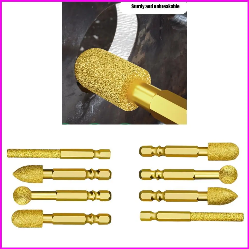 

4pc Multi Purpose Adamas Grinding Bit Hexagonal Shank Design For Metalworking Stone Carving Glass Polishing