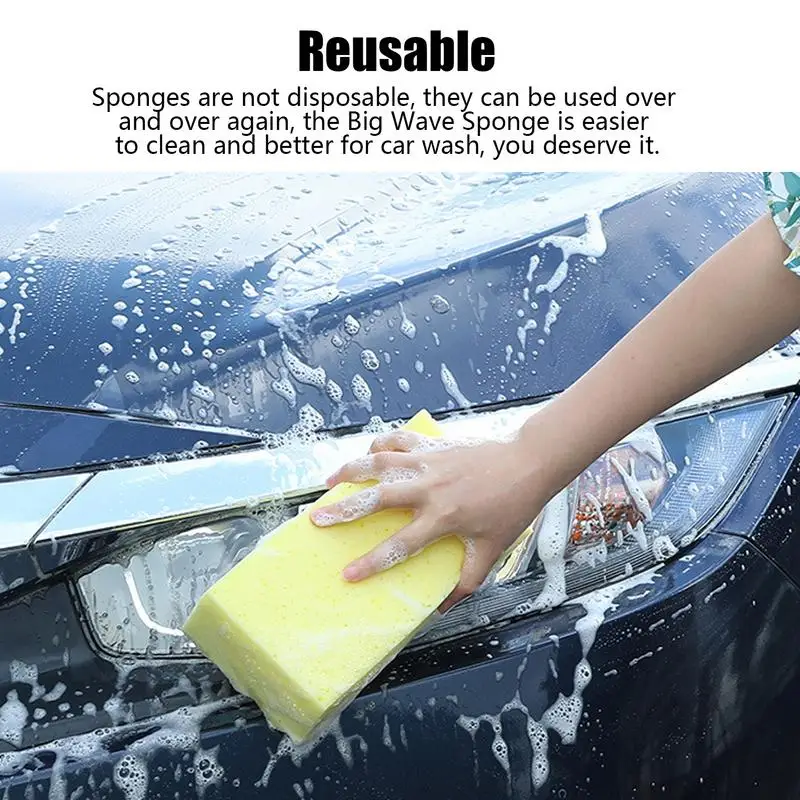 Car Cleaning Sponge Water Suction Tire Wheel Wash Pad Extra Thick Easy Grip Thick Foam Scrubber Auto Wax Polishing Tyre Brushes