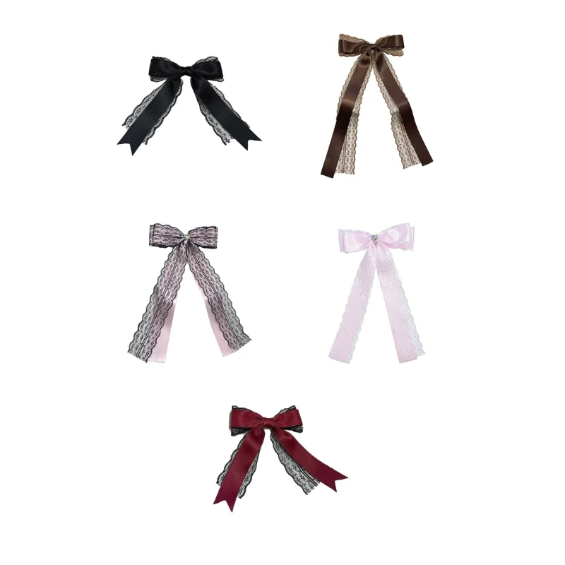 Lace Bowknot Hair Clip Elegances Ribbon Bowknot Duckbills Hair Clip for Girl New Year Ponytail Styling Supply DropShip