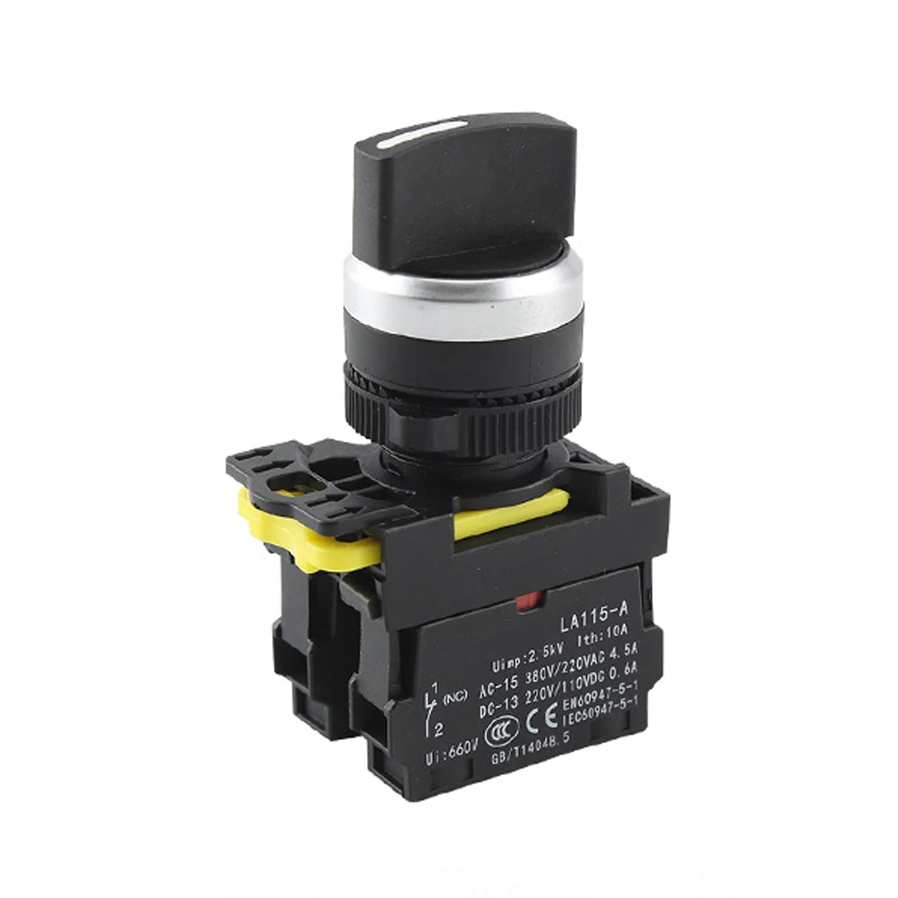 ABILKEEN LA115-A5 2/3 Position Rotary Knob Switch 1NO/1NO1NC Momentary/Latching Selector Switch 220V5A Power Control Switch