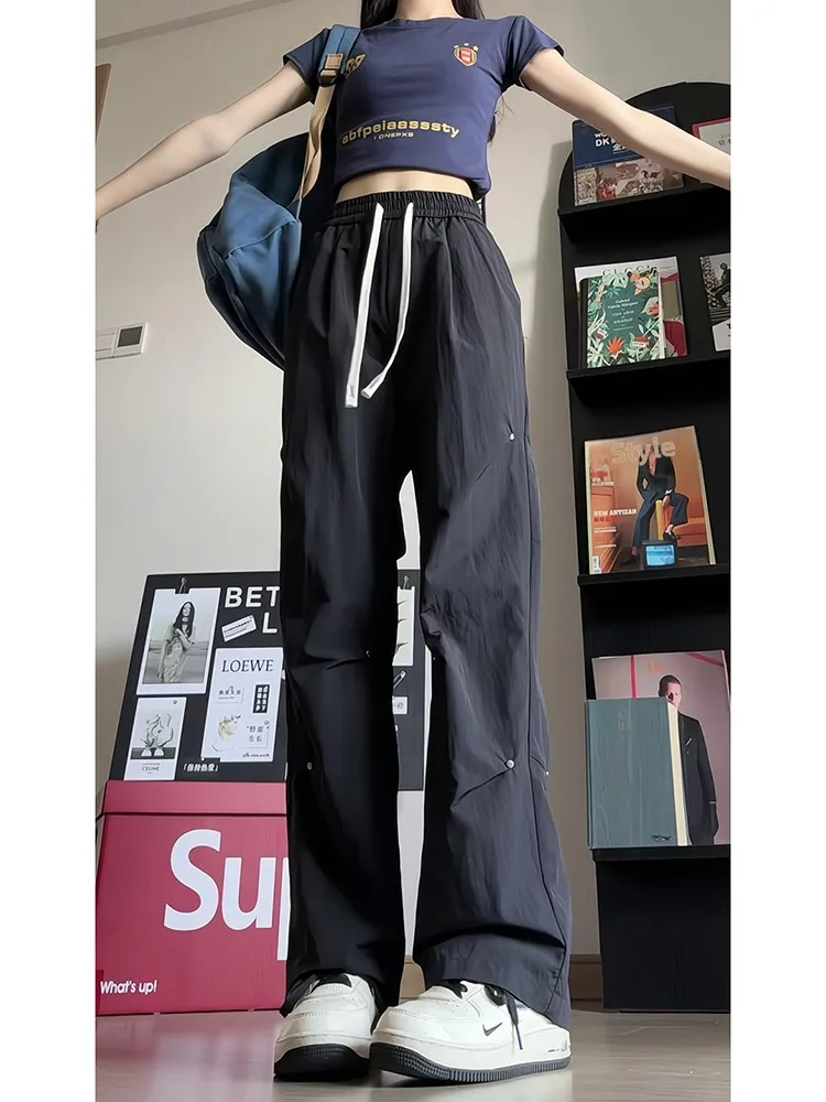 

Men's And Women's Summer Qui Dry Casual Straight Leggings Rivet Deconstructed Paratrooper Workwear Pants Loose Fit Faiona...