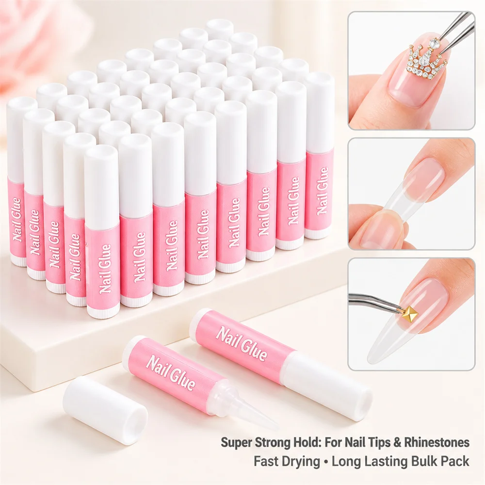 10-30Pcs Super Strong Fast Drying Nail Glue Extra Strong Bond for Acrylic False Nail Tips Press On Nails Rhinestones Nail Tools