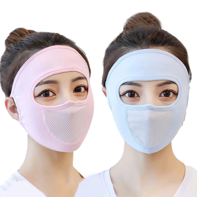 Ice Silk Sunscreen Mask Outdoor Sports Anti-UV Face Mask Cycling Breathable Anti-dust Face Cover Women Girls Hanging Ear Mask