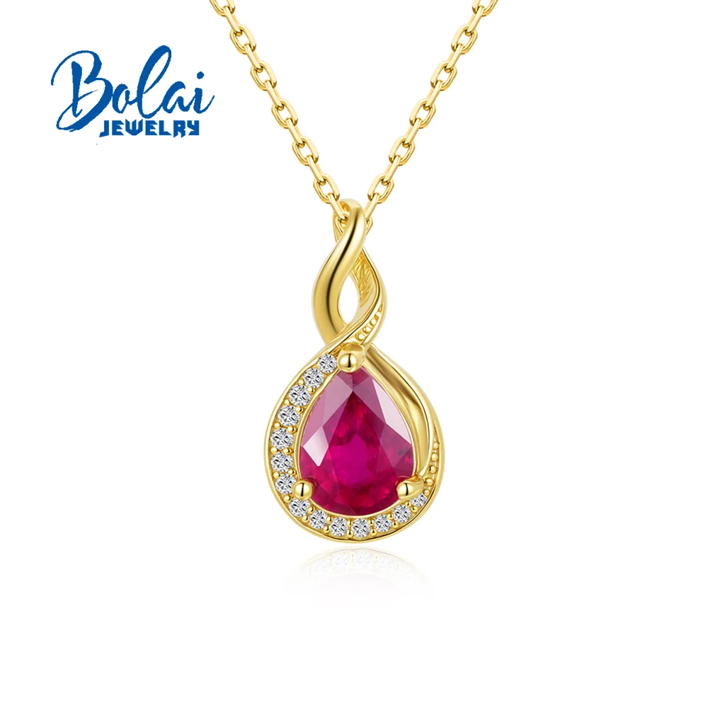 

Simple Natural Filled Ruby July Birthstone pendant 925 sterling silver necklace fine jewelry for Women's Anniversary party Gifts