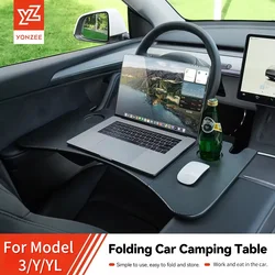 YZ Tischschreibtisch für Tesla Model 3 2024, Auto-Lenkrad, Laptop-Tablett, Lebensmittelschreibtisch, tragbarer Bürotisch für Tesla Model 3 2022 ModelY