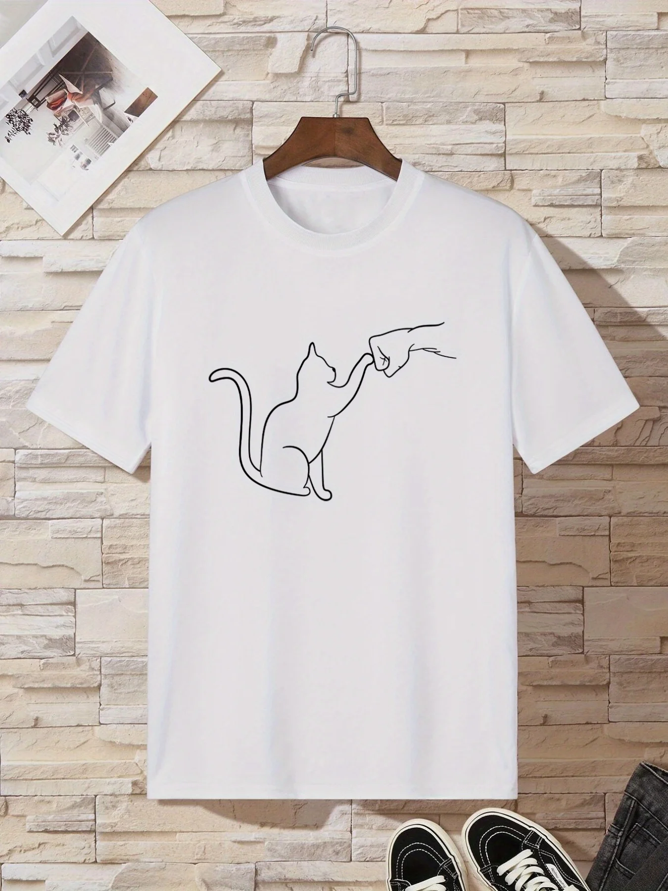 Cat Round Neck T-shirts, Causal Tees, Short Sleeves Tops, Men\'s Summer Clothing