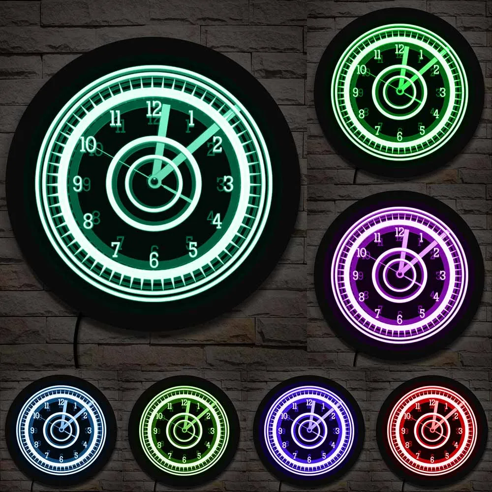 Luminous 3D Wall Clock with Silent Non-Ticking Arabic Numerals Illuminated Edge Lit Bar Beer Neon Sign Wall Clock with LED Light
