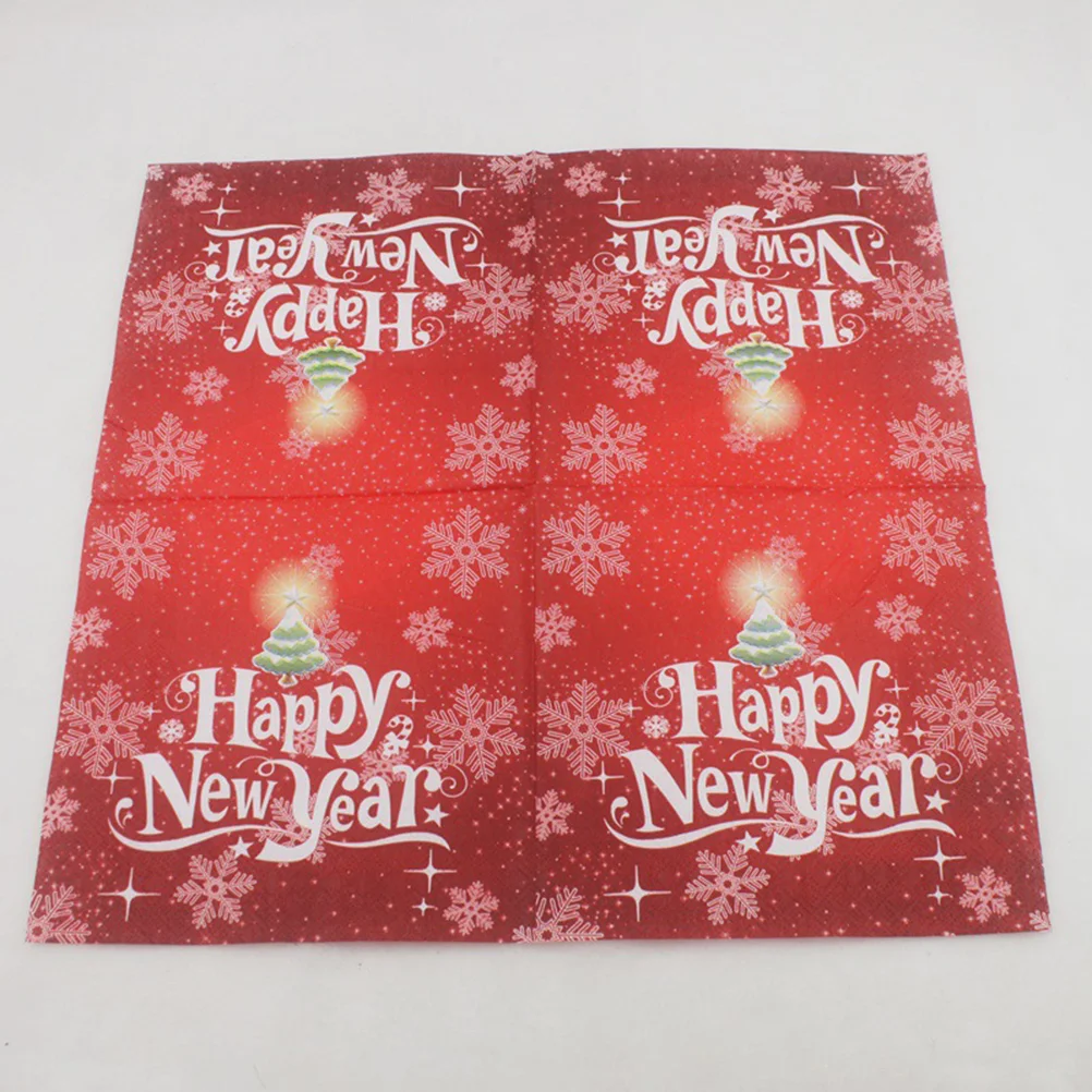 40 Pcs Napkin Christmas Party Decoration Snowflake Napkins 33*33CM New Year Paper