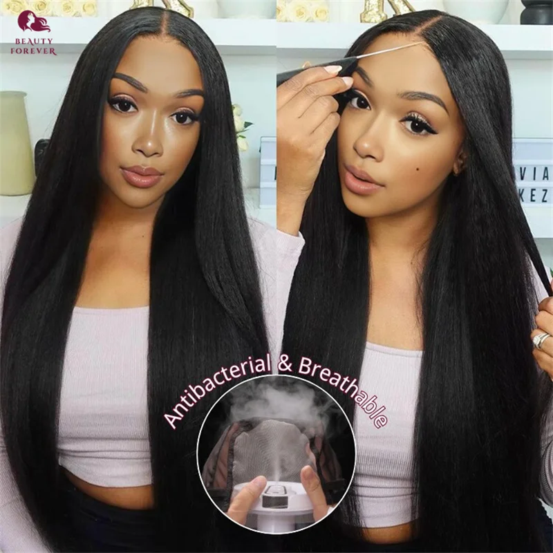 

Beautyforever Upgrade 5x5 BlendAway HD Lace Closure Wig Yaki Straight Healthy Scalp 200% Wear and Go Glueless Human Hair Wig