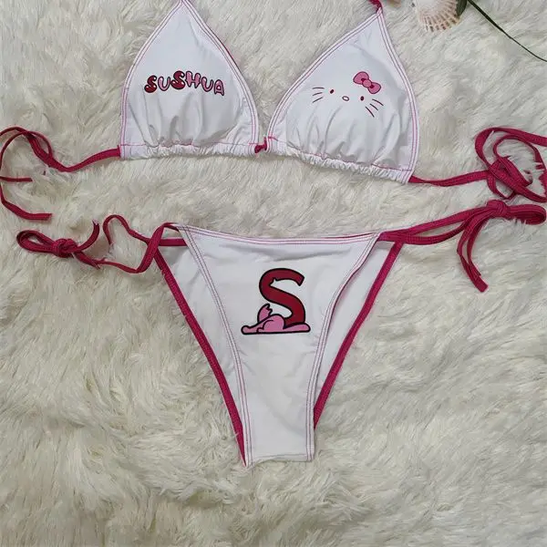 Kawaii Hello Kittys Swimsuit Women Sexy Cute Bikini Set Summer Y2K Girls Split Swimsuit Beach Underwear Lingerie Bathing Suit view 6