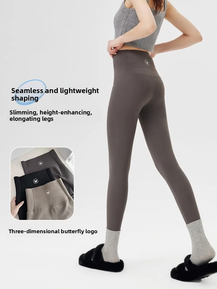 Thiened Fce pantalons de Yoga femmes taille haute pantalons longs Fitn arche peau pantalon printemps été mince couche de Base pantalon