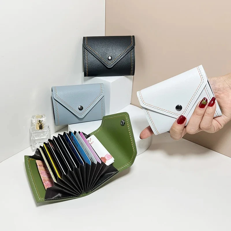 1 Pc New Women 9 Slots Mini Card Holder PU Leather Credit Card Case Business Card Portable Small Coin Purse Fashion Wallet