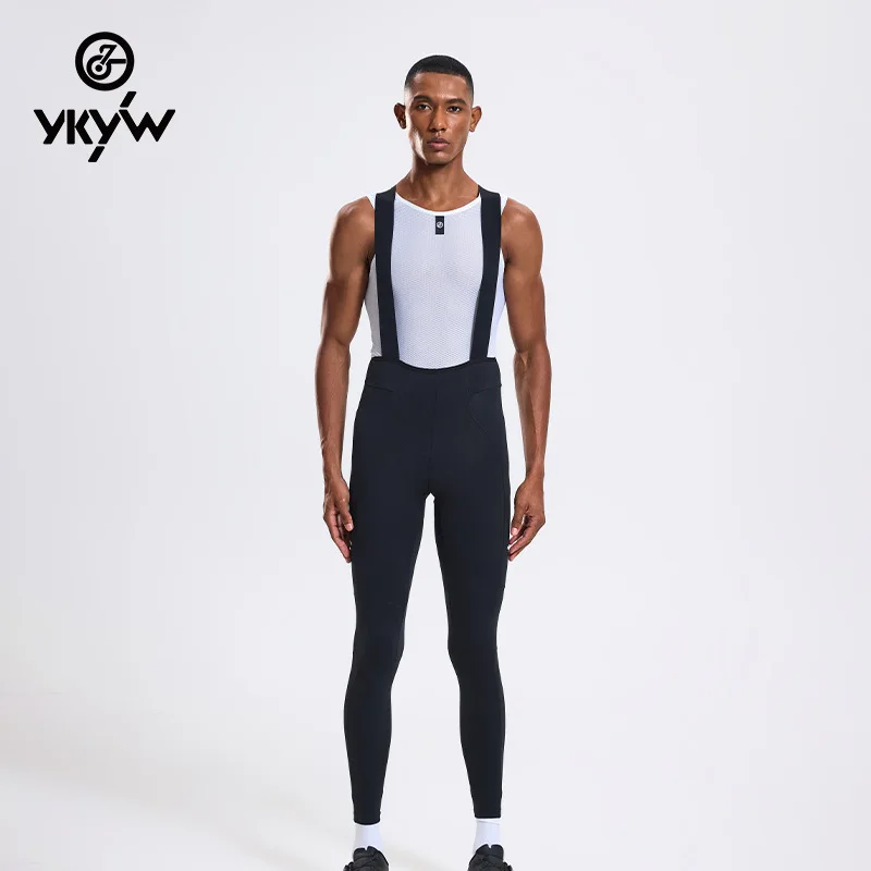 

YKYW New Autumn and Winter Thinner Fleece Double Arrow Straps Cycling Trousers for Men, Breathable and Warm, Suitable for Road