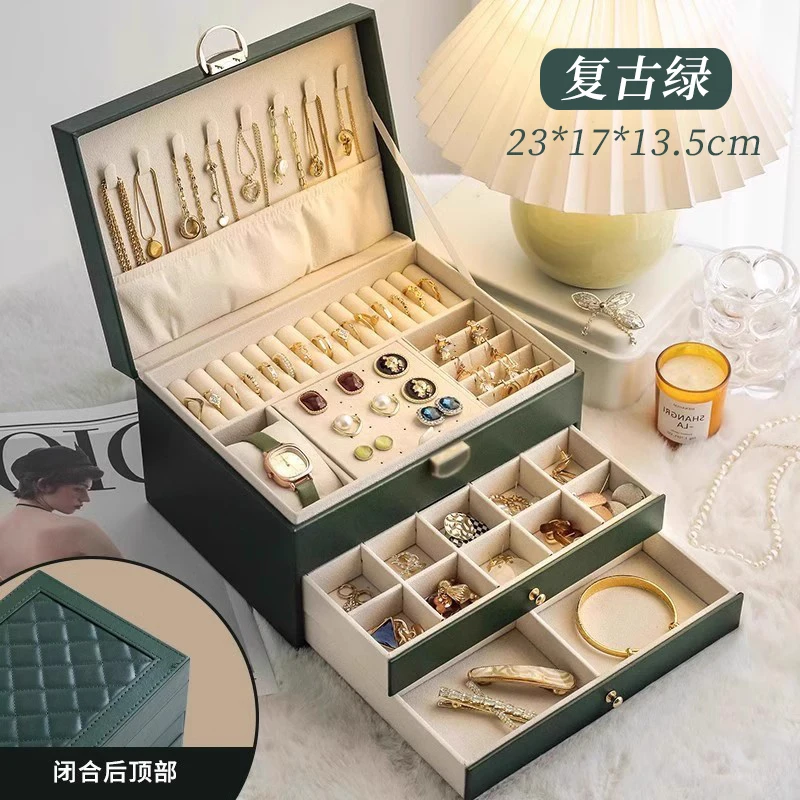 

Luxury Jewelry box earring necklace brooch Storage box multifunction organizers drawer type storage display case figures modern