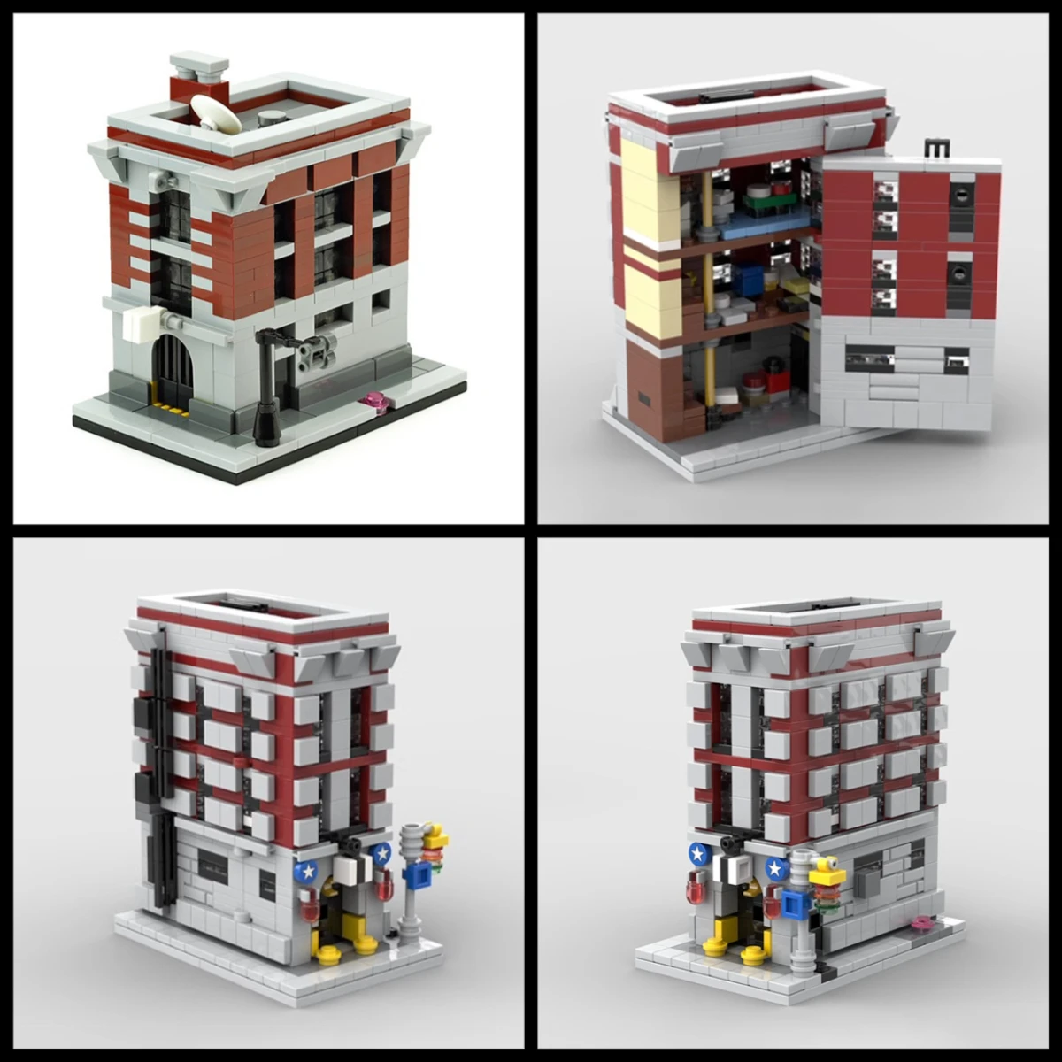 Urbane Miniatur-Straßenansicht Feuerwache MOC Baustein-Set Kleines Feuerlöschfahrzeug-Modell Kinder-Puzzle-Spielzeug Geburtstagsgeschenk für Jungen – Detail 5