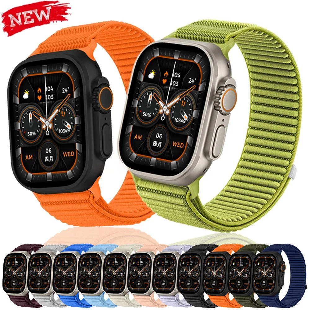 Nylon geflochtenes Sportarmband für Apple Watch Band 49 mm Armband iWatch 44 mm 40 mm 10 9 8 7 6 5 SE Ultra 2 46 mm 45 mm 41 mm 42 mm Correa