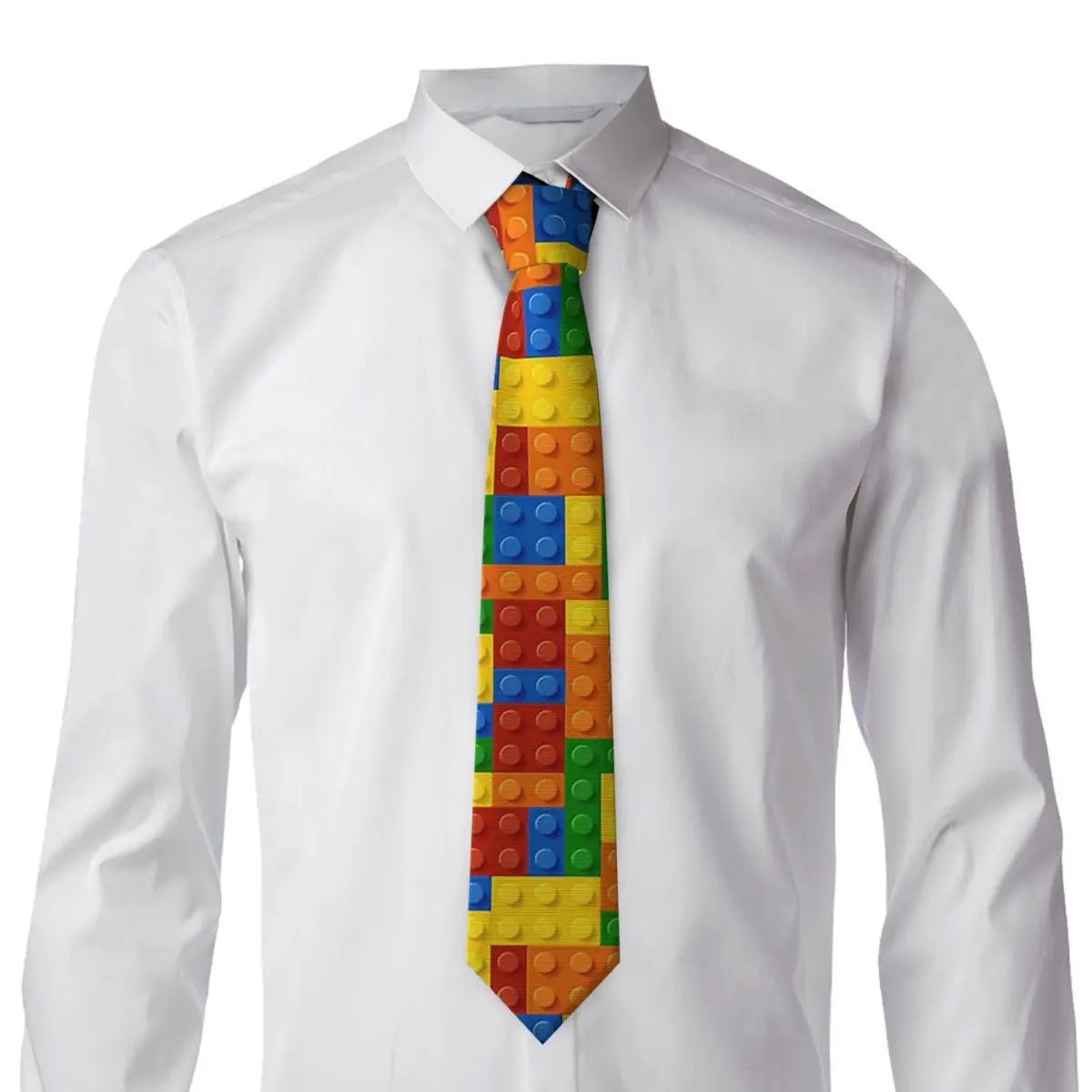 Building Blocks Construction Brick Necktie for Men Silk Polyester 8 cm Neck Ties Party Accessories Tie Casual Gravatas