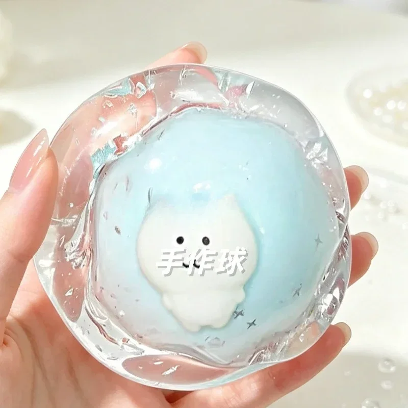 Knackige Wachs-Schäl-Bälle, Squishy-Stressbälle, Schneeball-Knack-Squishy-Tier, Weiches Gel-Fidget-Spielzeug mit Knacktextur für Erwachsene – Detail 6