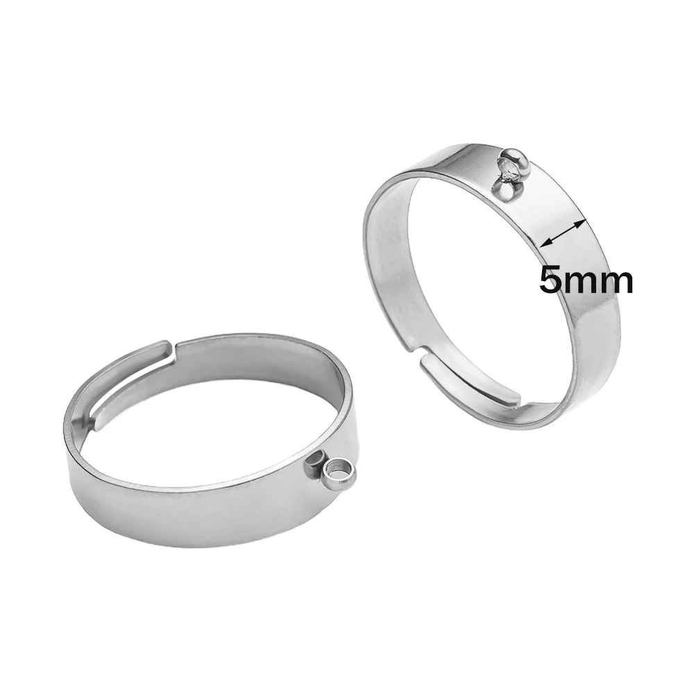 5Pcs Stainless Steel Chunky Wide Rings for DIY Jewelry Making