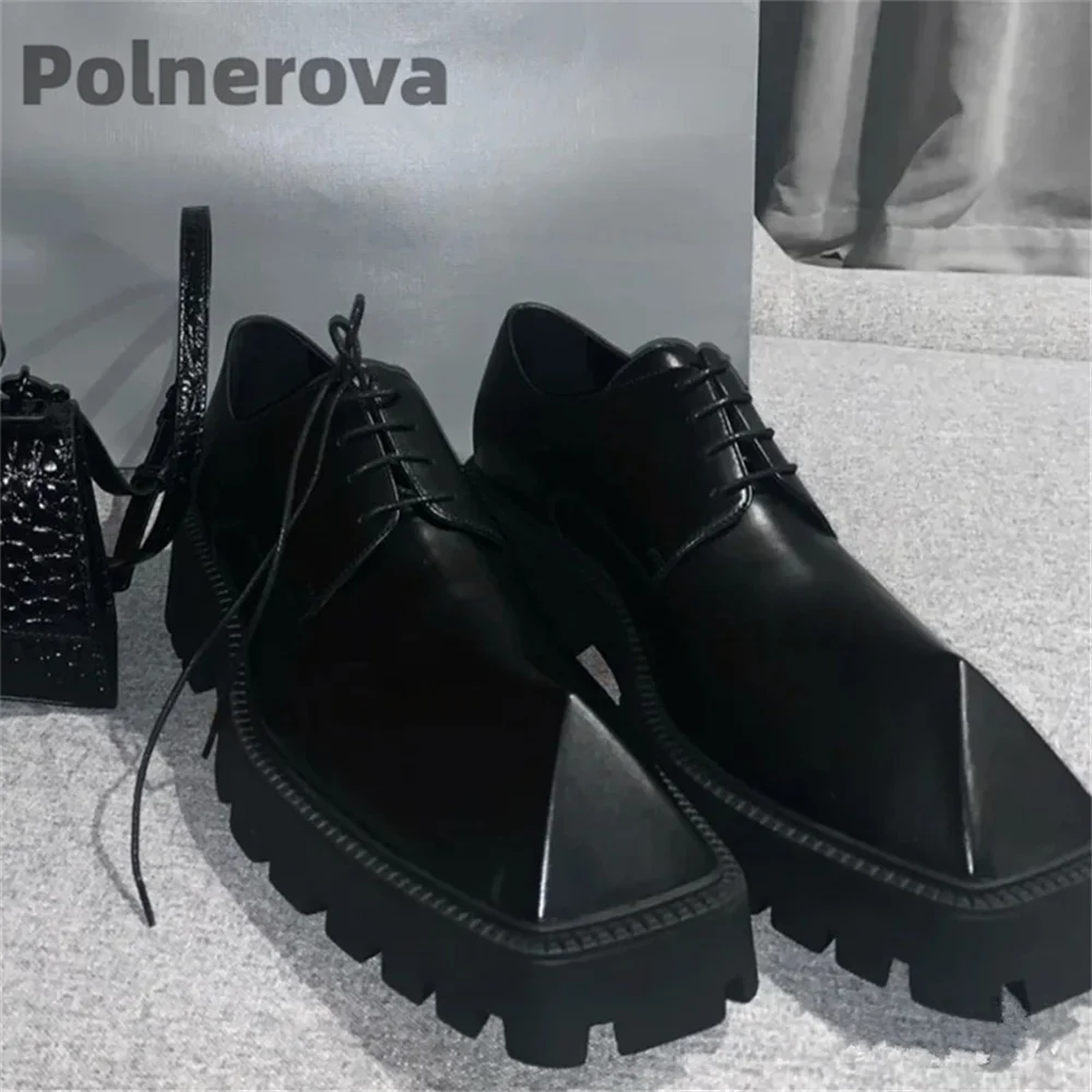 Rhino Horn Leather Shoes Women Men British Retro Lace-Up Dress All-Match Derby Shoes Spring Autumn Fashion Casual Single Shoes