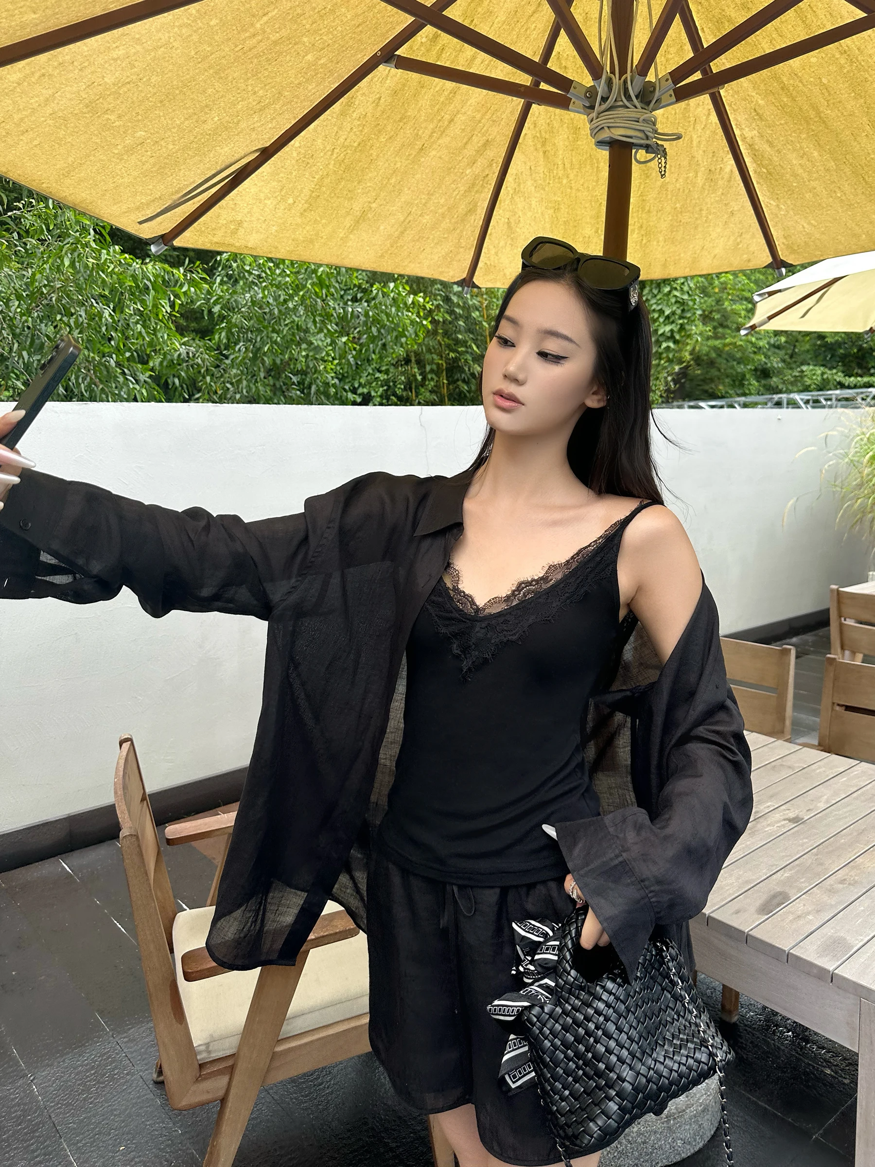 

5werkwen Pure Desire Oxygen Lyocell Acetate Silk Blend Lace Strap Women's Vest Top Commute Sle Summer Collection