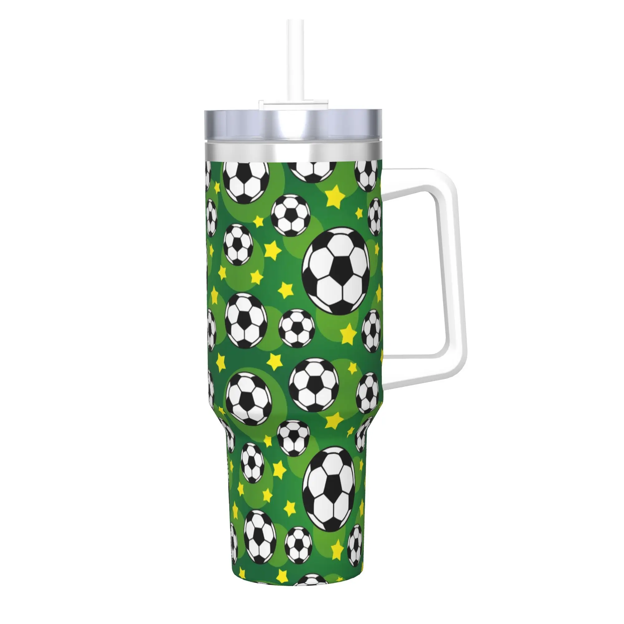 

Football Soccer Patten Tumbler Vacuum Insulated Thermal Cup Vacuum Flask Outdoor Mugs Water Bottle, 40oz