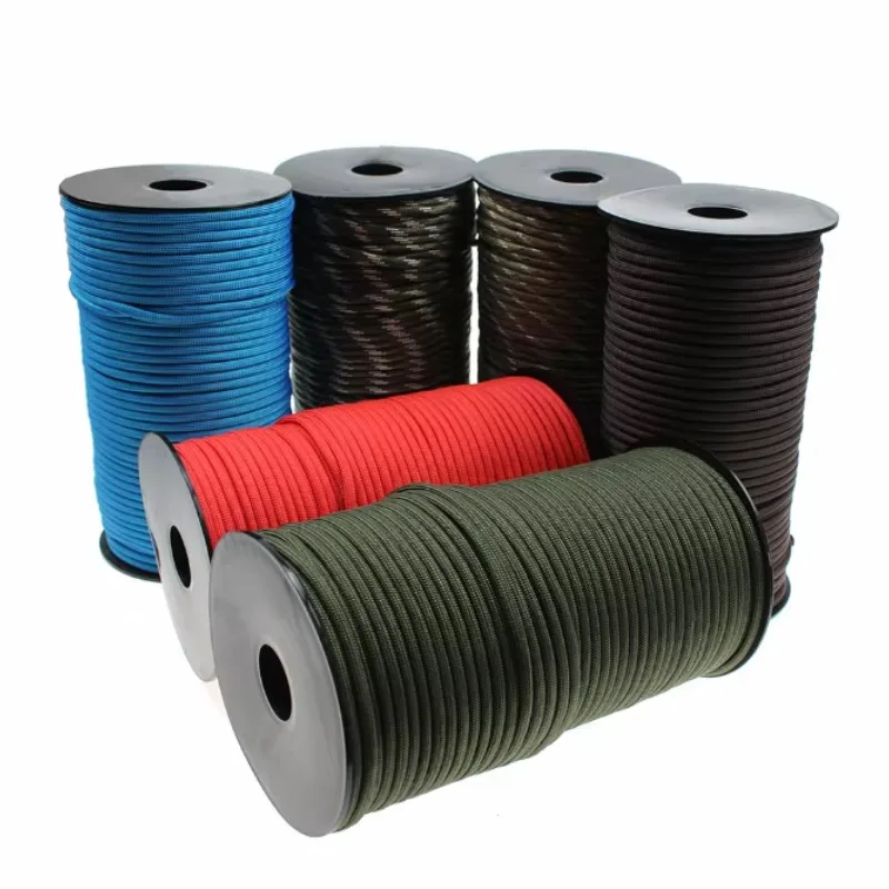 

50/100m Shaft Mounted 9-Core 4mm Paracord DIA Outdoor Camping Emergency Survival Rope Tent Canopy Pull Rope Windproof Rope