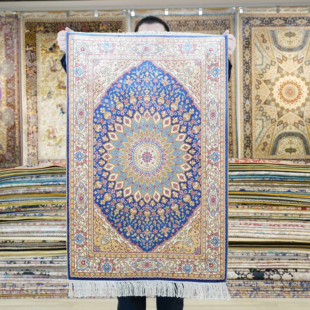 

60x90 см шелковые персидские ковры, маленький ковер с ручным узлом, цветочный дизайн, ковер из табуретана, великолепные восточные декоративные коврики