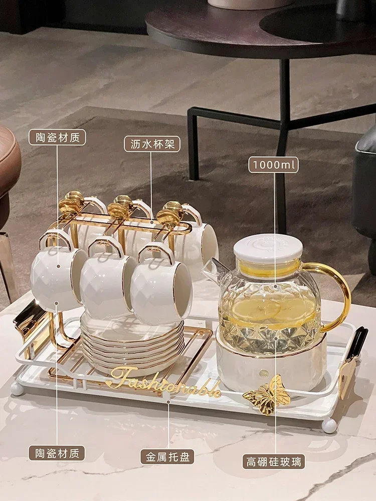 

Набор для чая QQHousehold: Чайник и чашки для новой квартиры/дома, полный комплект