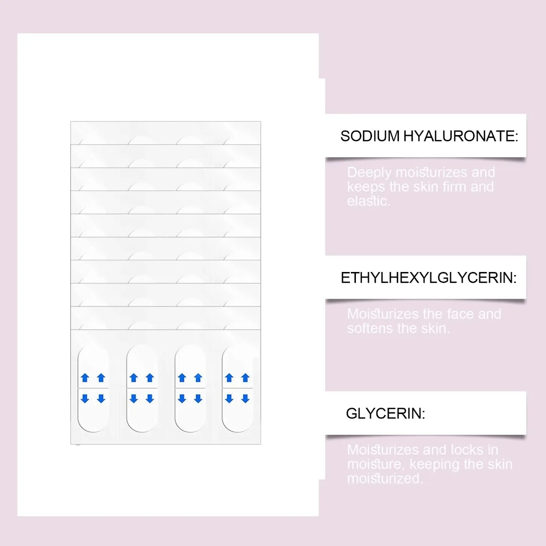 NEW40Pcs Facial Lifting Strips Brow Lift Tape Invisible Facelift Tape V-Shaped Chin Patch Facial Shaping Lifting&Tightening Tool