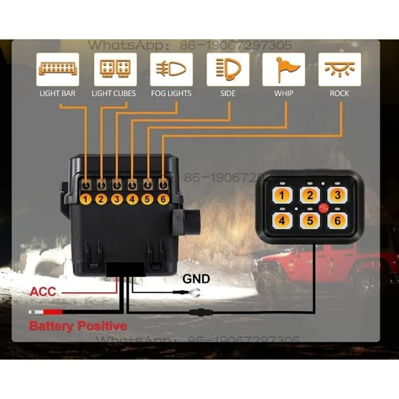 6-Key, Six-key, Switch Car RV Off-road Vehicle Modified Switch Control Box, Six-way Switch Modified Panel Group