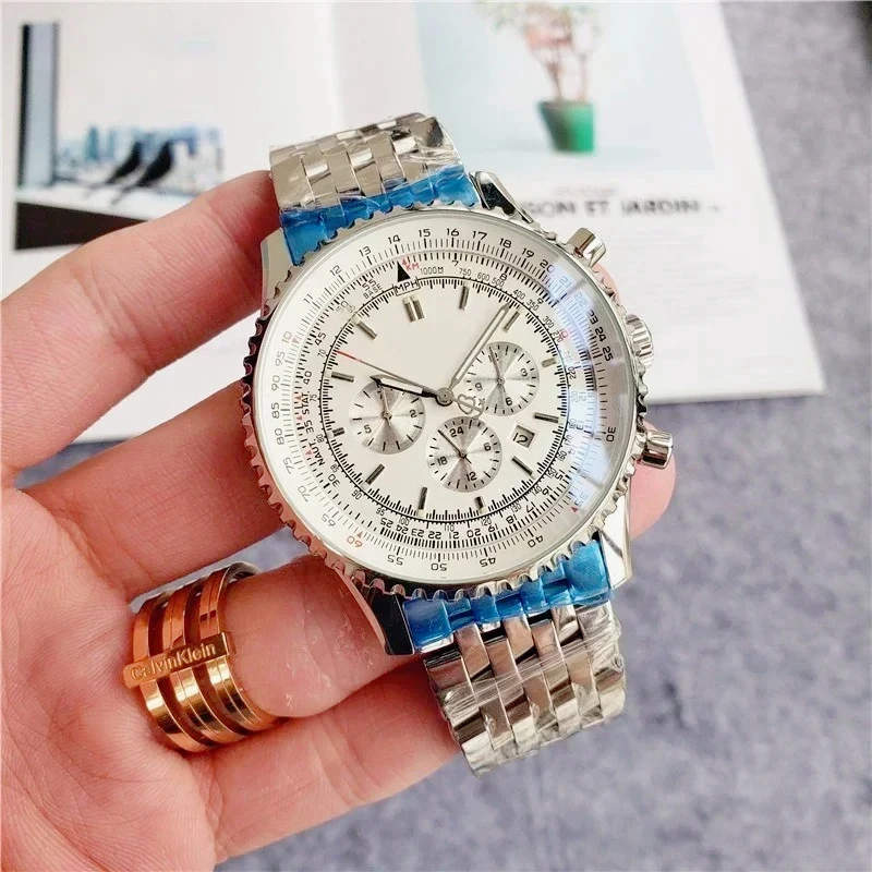 

Modern Sophisticated Updated Mens Chronograph Quartz Watches Rustproof Premium High Grade Steel Band Multi Function Stopwatch