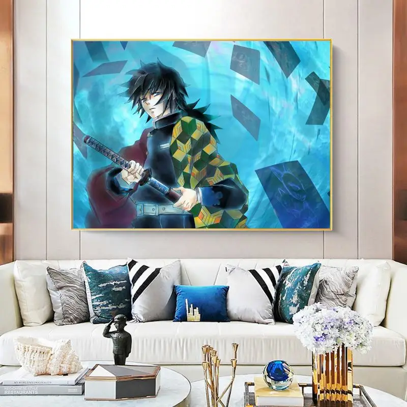 Demon Slayer Canvas Printing Home Room Decor Wall Hanging Paint Kamado Tanjirou Tomioka Giyuu Agatsuma Zenitsu Uzui Tengen Iguro