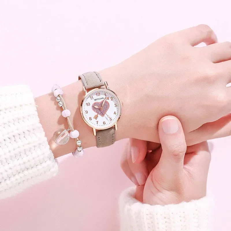 New Luxury Frosted Leather Strap Watch Women Fashion Casual Simple Small Dial Quartz Chronograph Ladies Watch(No box no bracelet