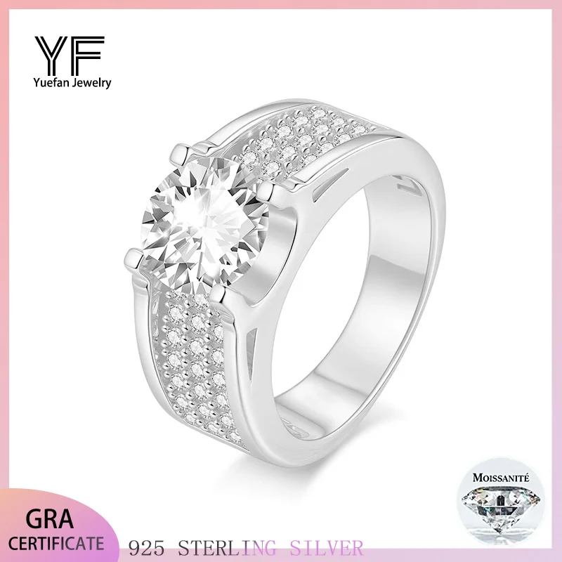 

Мужское кольцо из серебра 925 пробы с муассанитом 3 карата, хип-хоп, сертифицированное GRA, гальваническое золото 18 карат, легкая роскошь, изысканная и модная