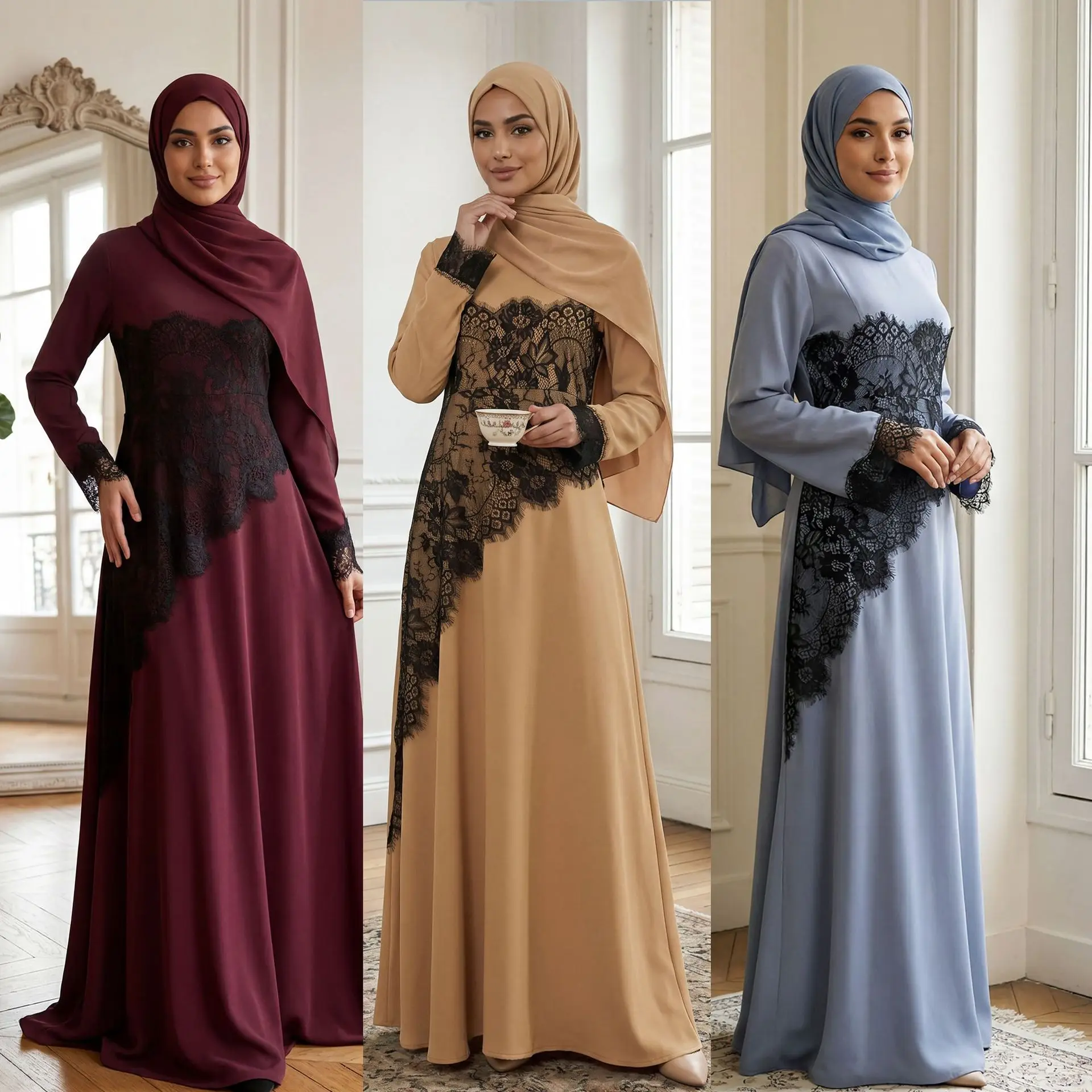 

Eid Dress Abaya Women Kaftan Lace Dresses Dubai Ramadan Morocco Muslim Party Jalabiya Abayas Arab Long Robe Vestidos 2026