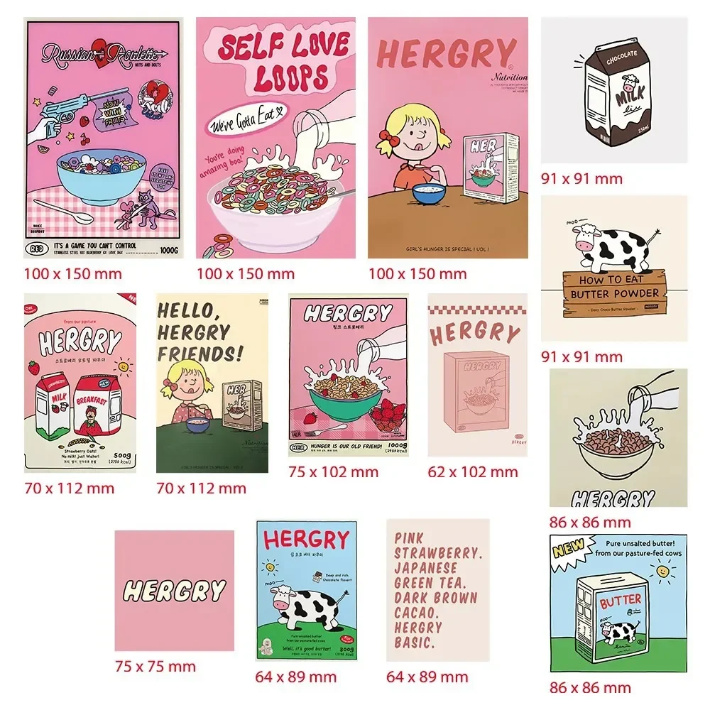 15 Kartu Gadis Susu Instagram Stiker Dekorasi Dinding Interior Kartu Pos Kartun Lucu dan Anak Perempuan