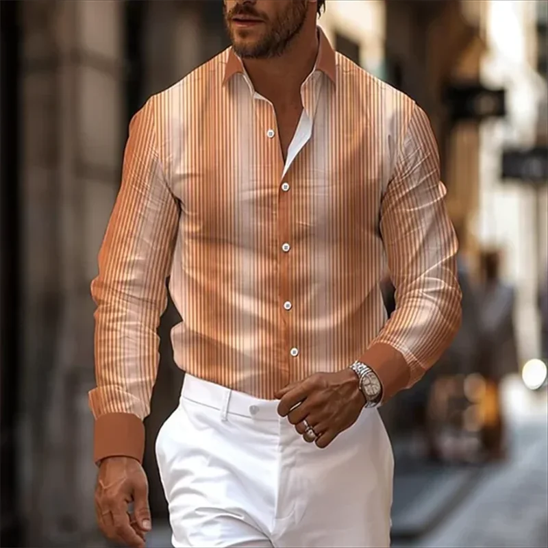 

Men's long sleeved shirt for spring and summer business leisure, high-quality breathable and fashionable striped new style