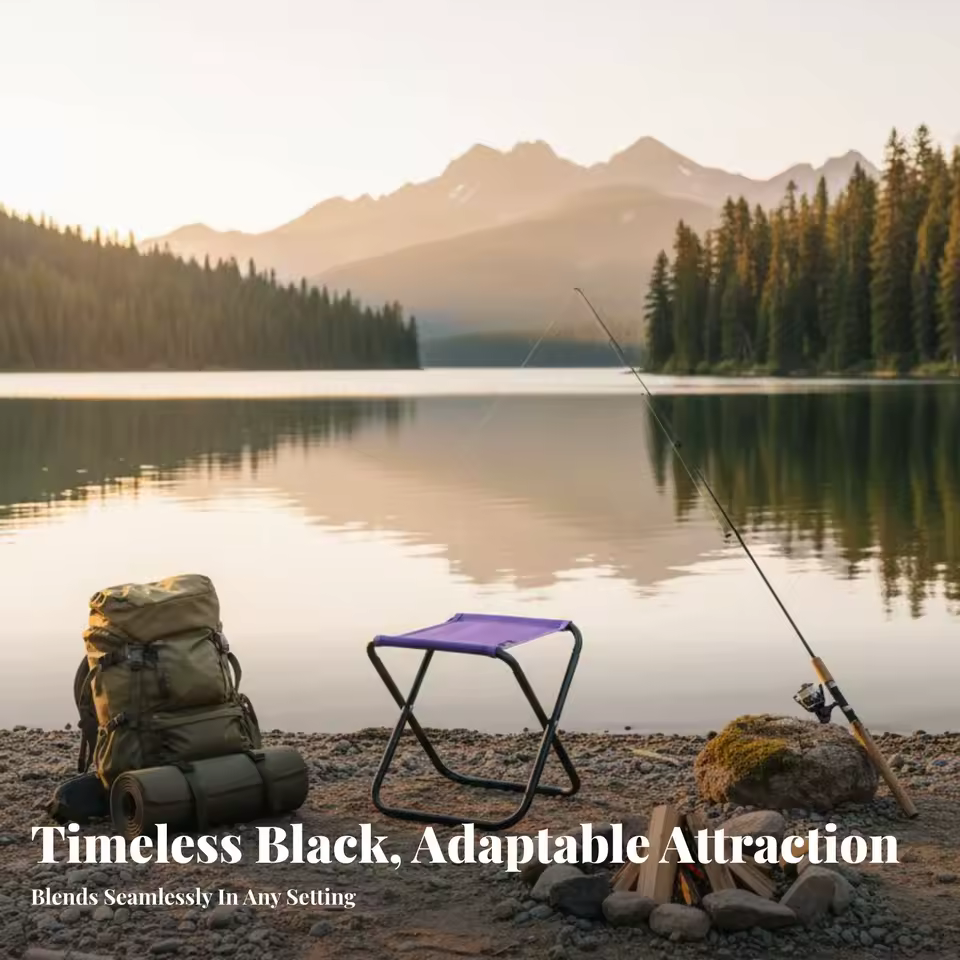 Travel Portable Chair deployed next to a camping tent at sunset.