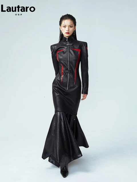 Designer leather dress clearance