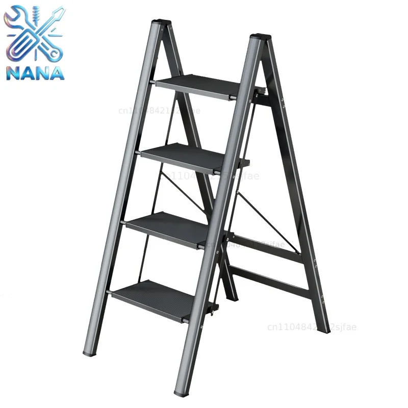 Folding ladder stool storage flower stand multi-functional small ladder household thickened aluminum alloy herringbone ladder
