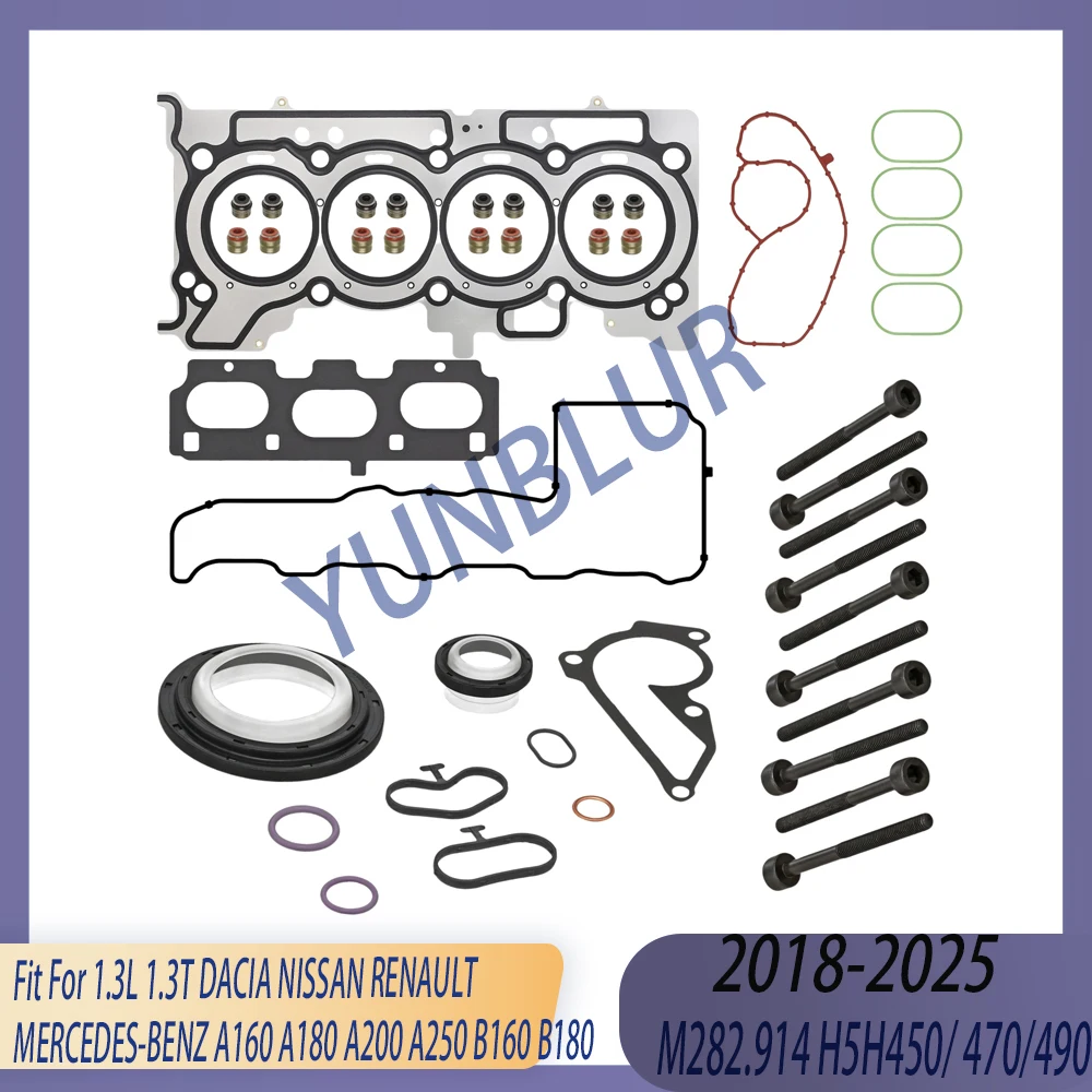 Engine Full Gasket Set & Bolts Fit 1.3 L M282 H5H 18-25 GAS For RENAULT NISSAN MERCEDES-BENZ W177 V177 W247 C118 X118 H247 X247