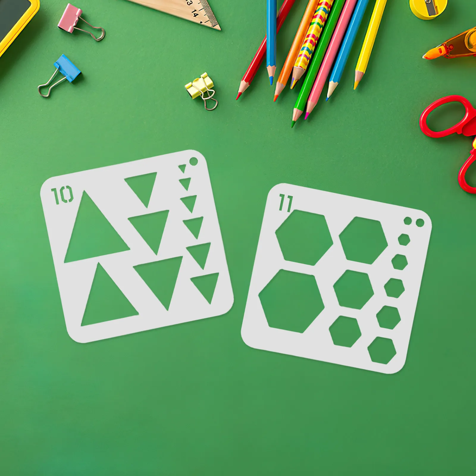 24Pcs Geometry Stencil Set Plastic Reusable Drawing Templates Circle Square Triangle Hexagon Ellipse for Classroom Kids DIY