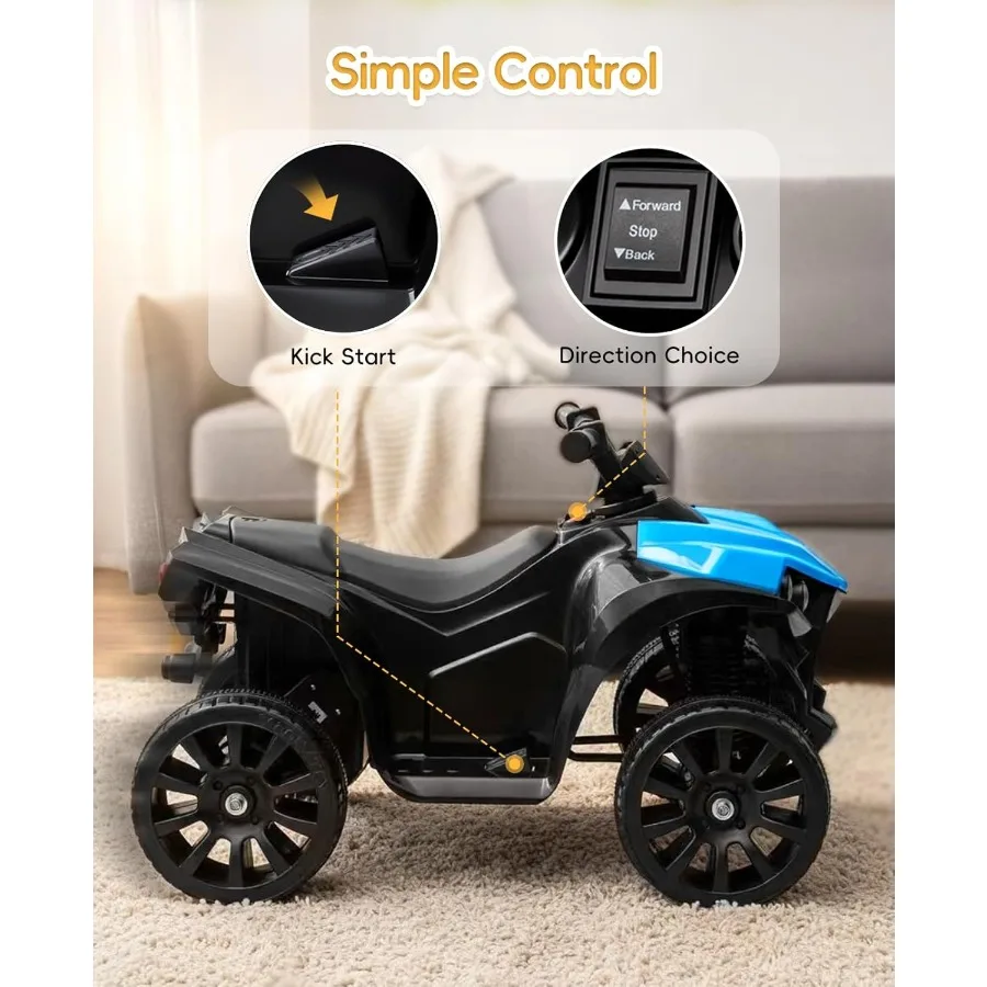 Ride on Toys for Toddlers 1.5-4 ATV with Play Time Up to 70 Minutes 4 Wheeler Quad Electric Car with Safe 1.8MPH Speed Driving