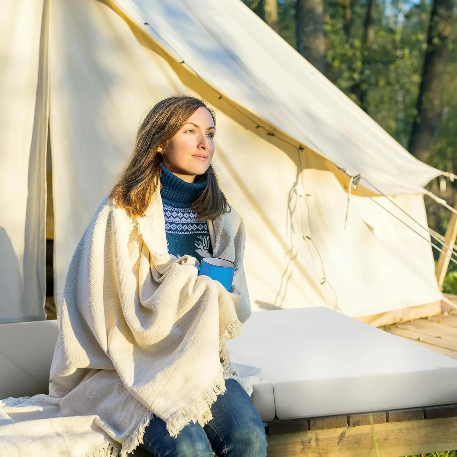 Avenco Opvouwbare Matras, 4 Inch Drievoudig Matras, Queen Size Opvouwbare Matras Voor Binnen, Rv/Camper, Reizen, Kamperen, Gast