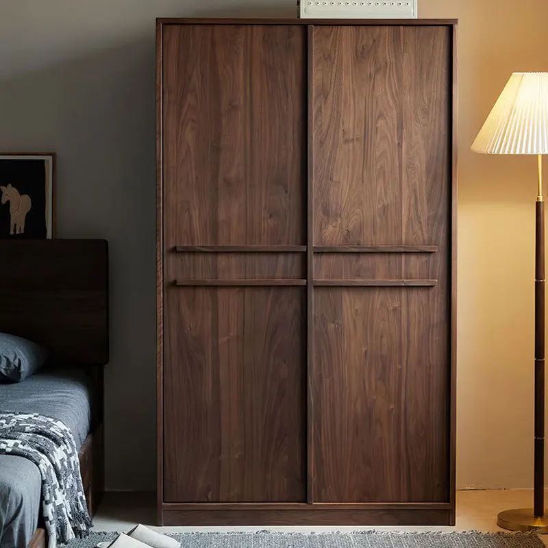 

North American black walnut solid wood corner wardrobe bone line medium antique floor L-shaped floor to top coat cabinet